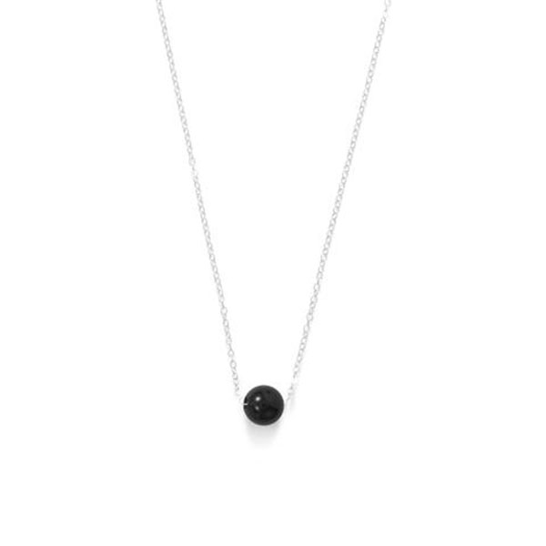 16 in. + 2 in. Floating Black Onyx Bead Necklace