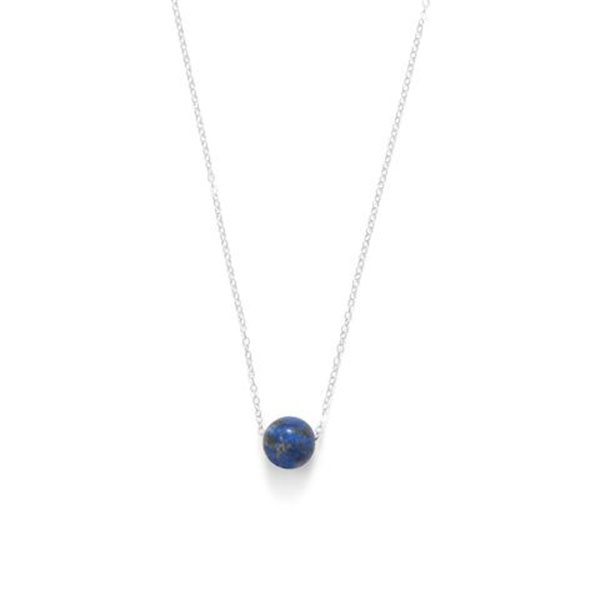 16 in. + 2 in. Floating Lapis Bead Necklace