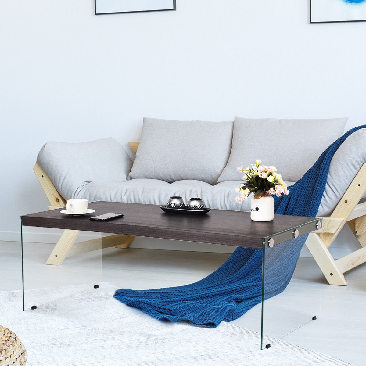 Modern Living Room Soho Coffee Table With Tempered Glass Legs