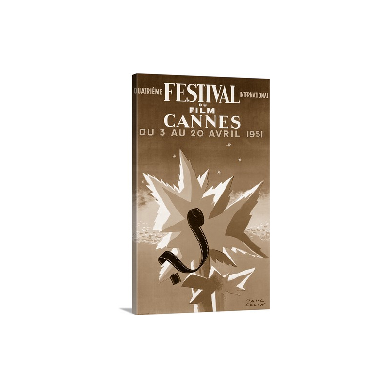 International Film Festival, Cannes, 1951,Vintage Poster - Canvas - Gallery Wrap