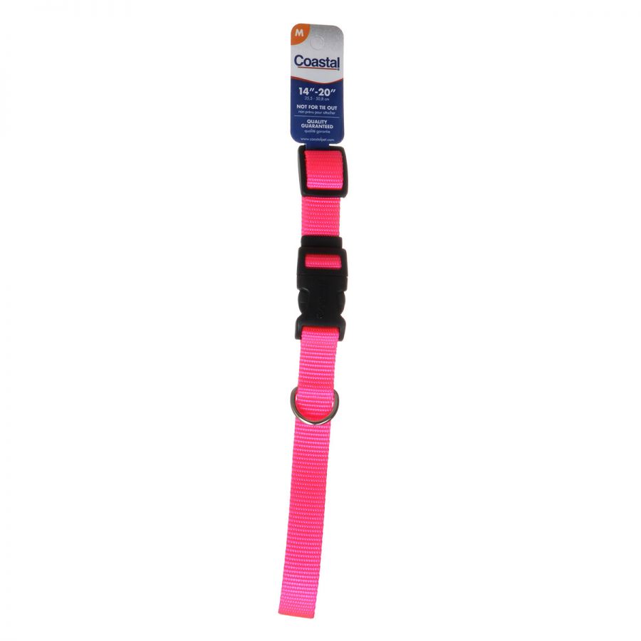 Tuff Collar Nylon Adjustable Collar - Neon Pink - 14 - 20 Long x 5 8 Wide