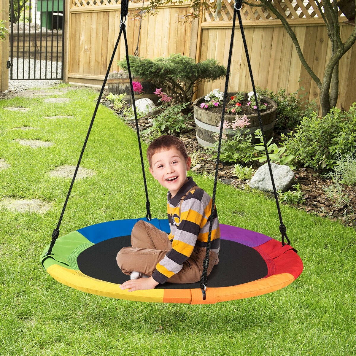 40 In. Flying Saucer Tree Swing Outdoor Play For Kids