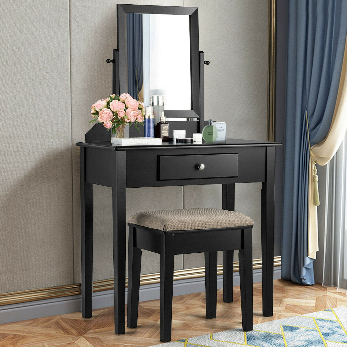 Vanity Dressing Table Set With Large Drawer And Mirror