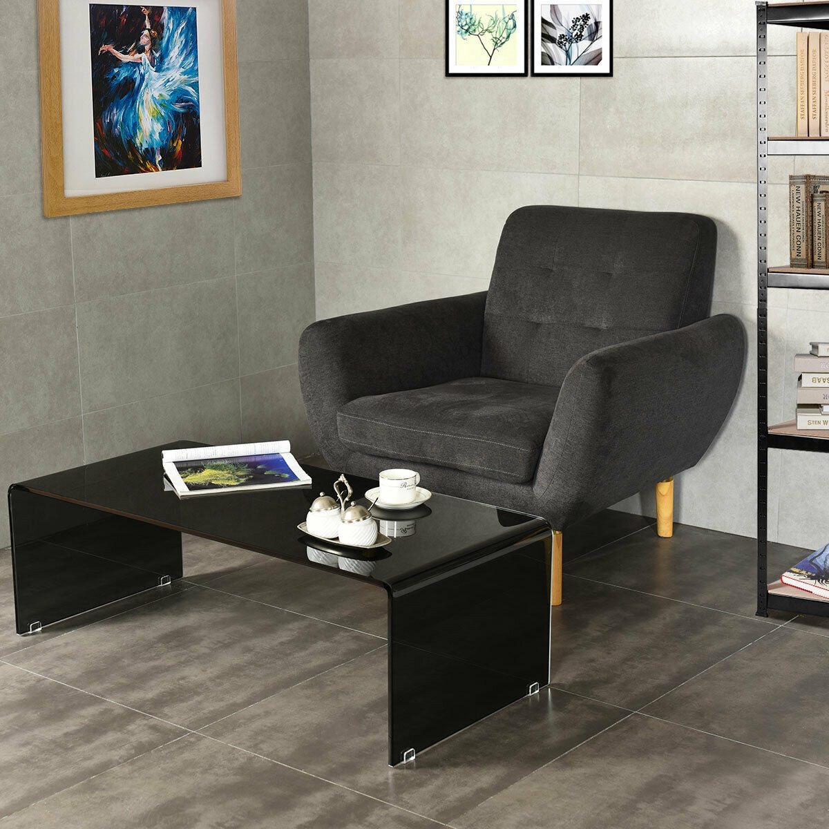 42.0 In. x 19.7 In. Tempered Glass Coffee Table