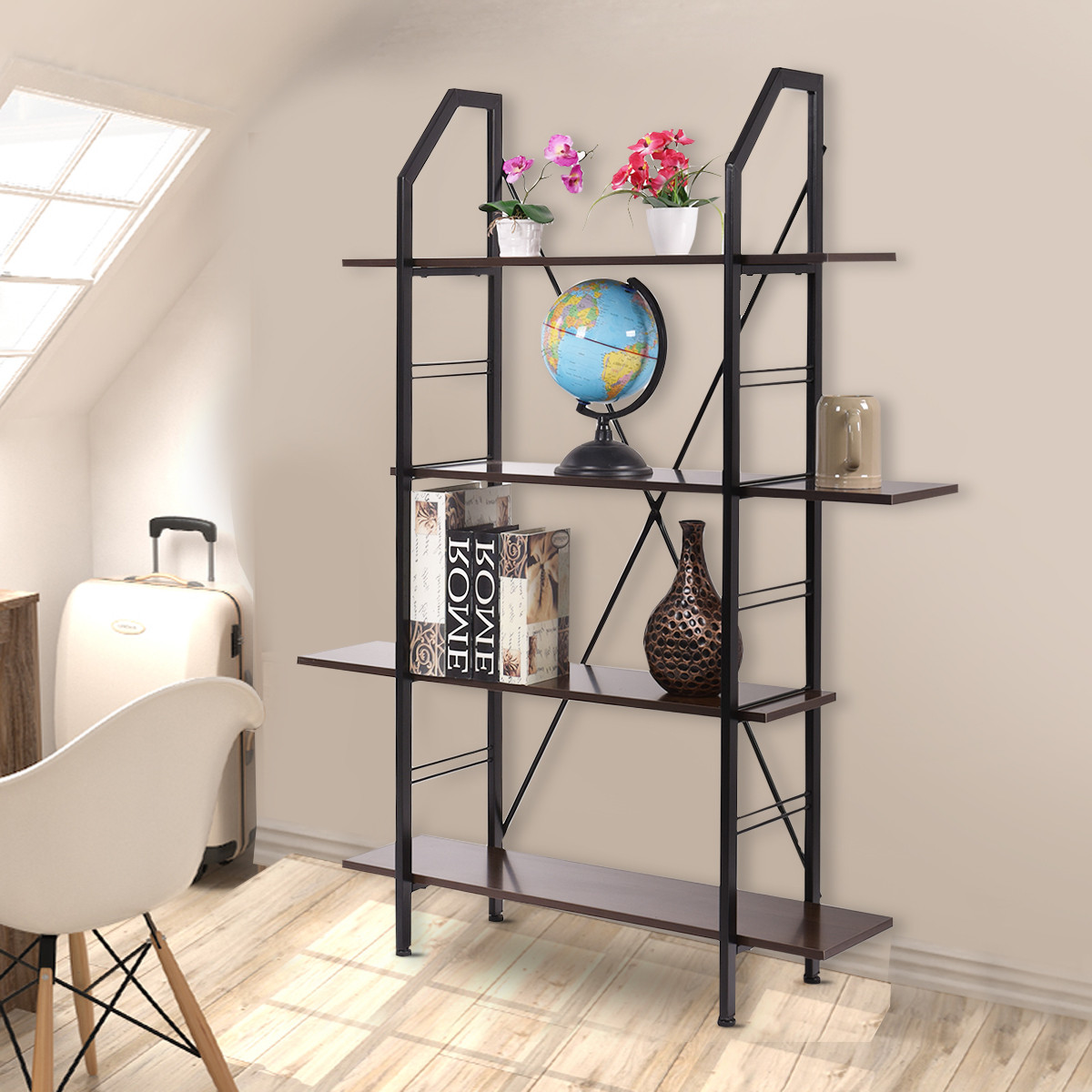 4 Layers Wooden Storage Bookshelf Home Office Furniture