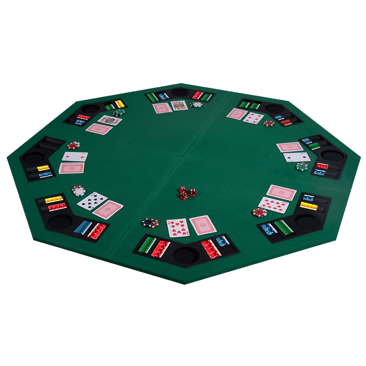 48 In. 8 Players Octagon Fourfold Poker Table Top
