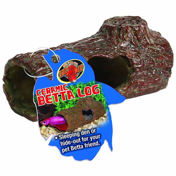 Zoo Med Aquatic Ceramic Betta Log Ornament - 4.25 in. Long x 2.5 in. Diameter - 4 Pieces