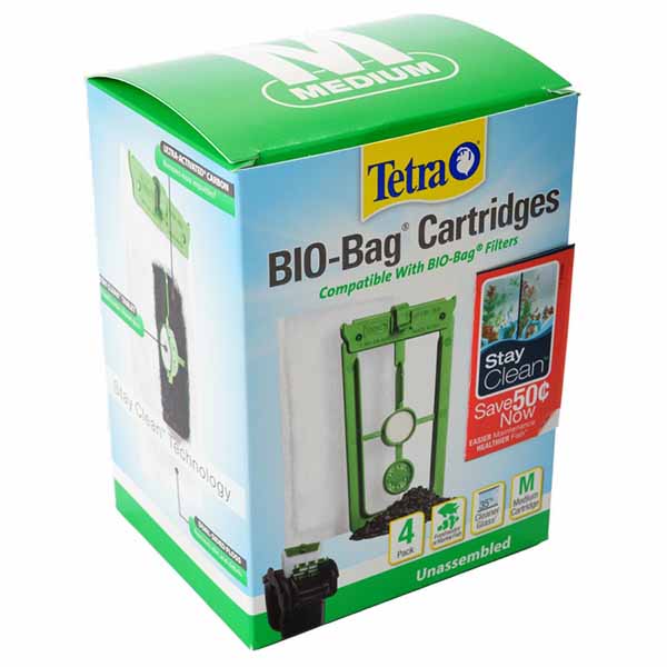 Tetra Bio-Bag Cartridges with Stay Clean - Medium - 4 Count - 2 Pieces