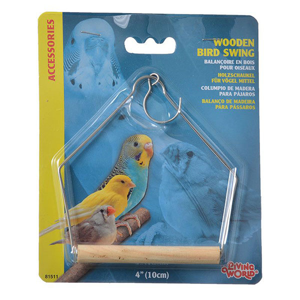 Living World Wood Perch Bird Swings - 4 in. Long x 5 in. High - 4 Pieces