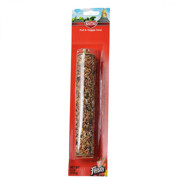 Kaytee Fiesta Fruit and Veggie Treat Stick - Cockatiel - 4 oz - 4 Pieces