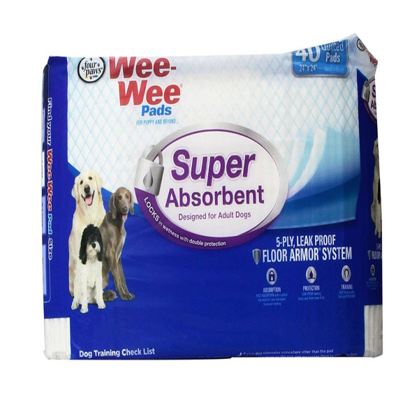 Four Paws Wee Wee Pads - Super Absorbent - 40 Pack - 24 in.L x 24 in.W