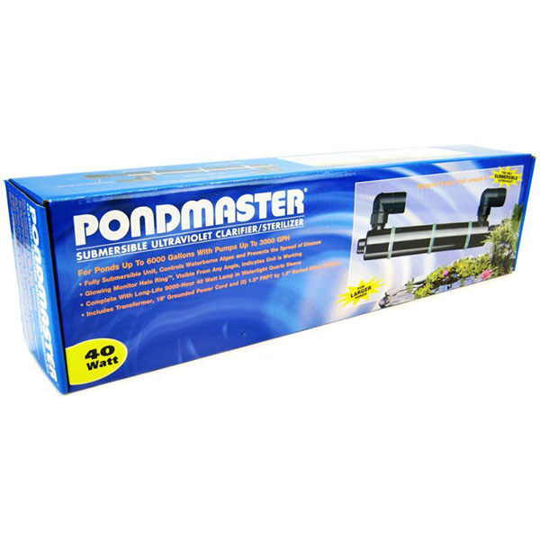 Pond master Submersible Ultraviolet Clarifier and Sterilizer - 40 Watts - 2,400 GPH - 6,000 Gallons - 1.5 in. Inlet/Outlet