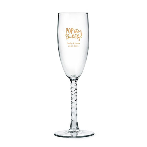 Twisted Stem Champagne Glasses - Personalized - 3 Pieces