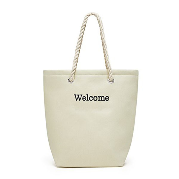 Personalized Cabana Nylon/Cotton Blend Beach Tote Bag - Natural