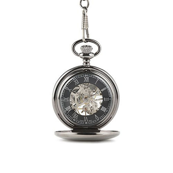Gunmetal Mechanical Pocket Watch