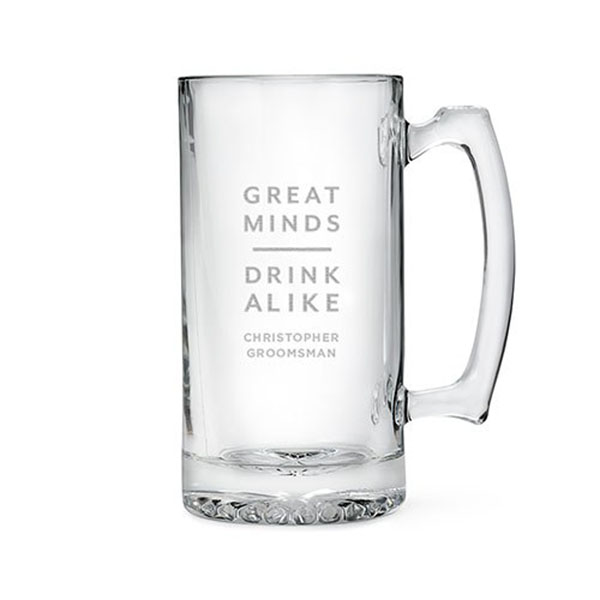 Etched Glass 25 Oz Beer Mug - Great Minds Drink Alike
