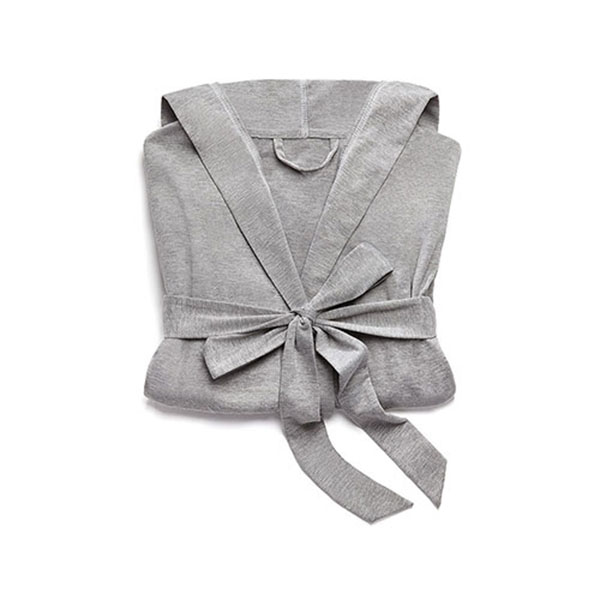 Women's Grey Hooded Spa & Bath Robe - White Stitching