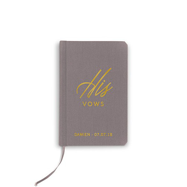 Charcoal Linen Pocket Journal - His Vows Emboss