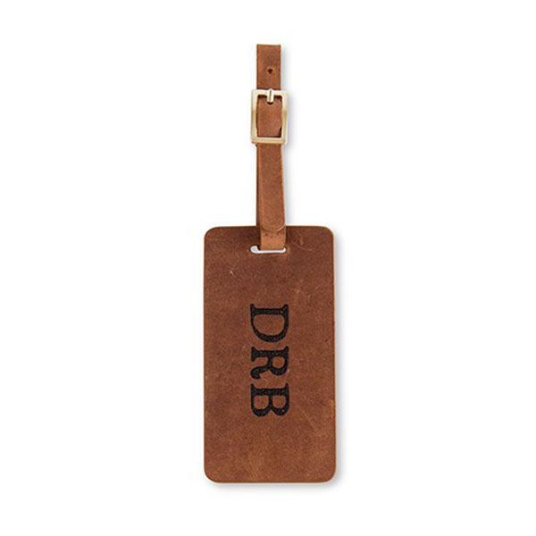 Tanned Genuine Leather Luggage Tag - Personalized