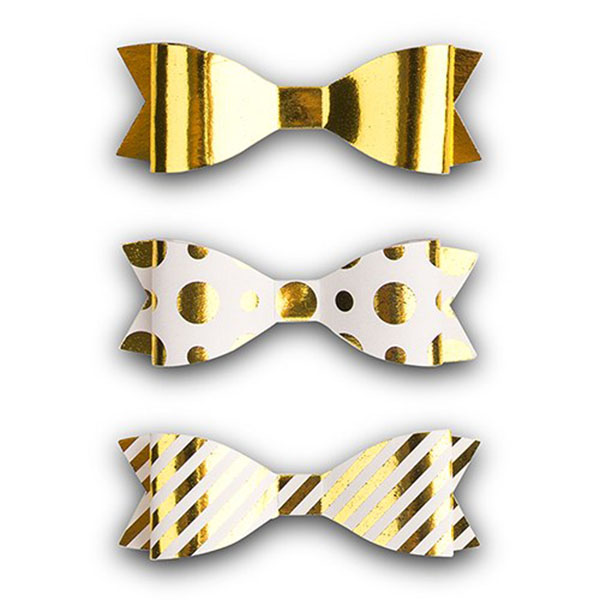 Medium Assorted Metallic Gold Paper Bows - 3 Pieces
