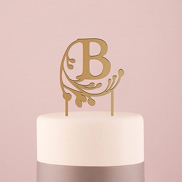 Modern Fairy Tale Monogram Acrylic Cake Topper - Metallic Gold