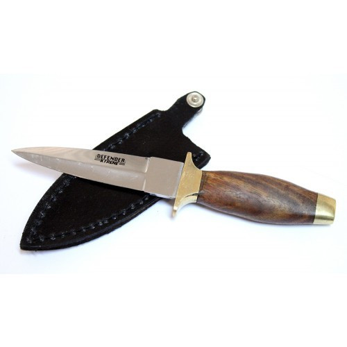 7 in. Wood Handle Hunting Knife Leather Sheath Boot Knife