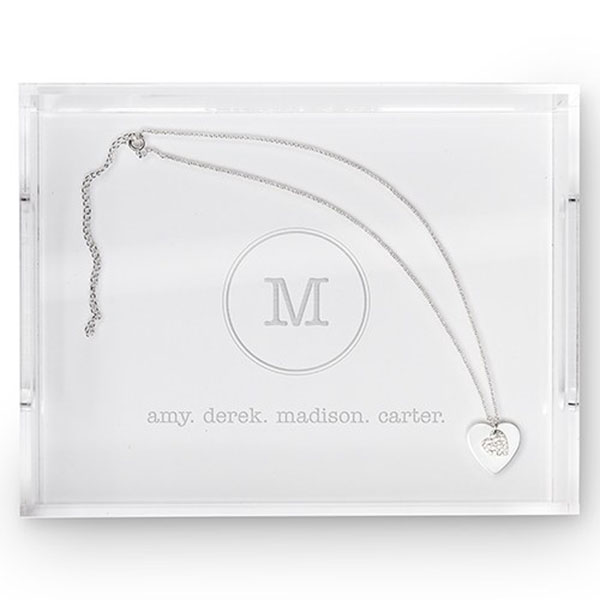 Rectangular Acrylic Tray - Typewriter Monogram Etching