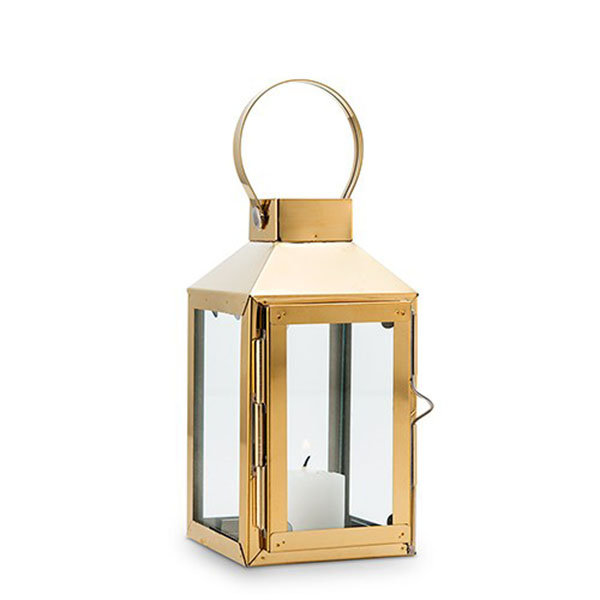 Small Decorative Candle Lantern - Gold -- 2 Pieces