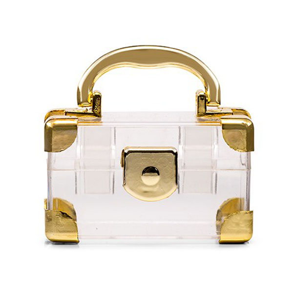 Mini Travel Suitcase Favor Box - Gold - Pack of 2 - 2 Pieces