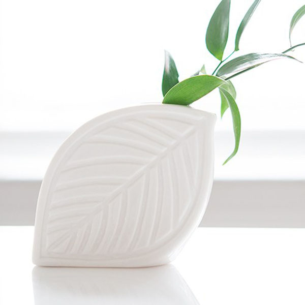 Decorative White Leaf Flower Vase - Pack of 2 - 4 Pieces