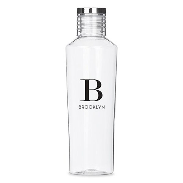 Personalized Plastic Water Bottle - Modern Serif Initial