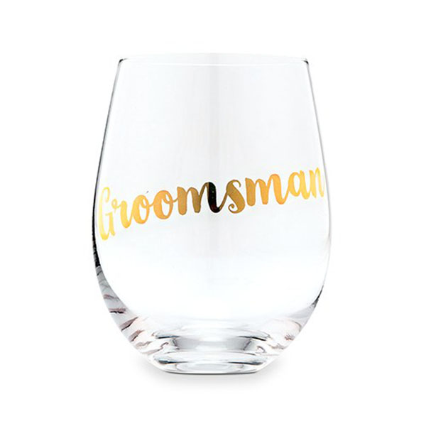 Groomsman Stemless Wine Glass - Metallic Gold