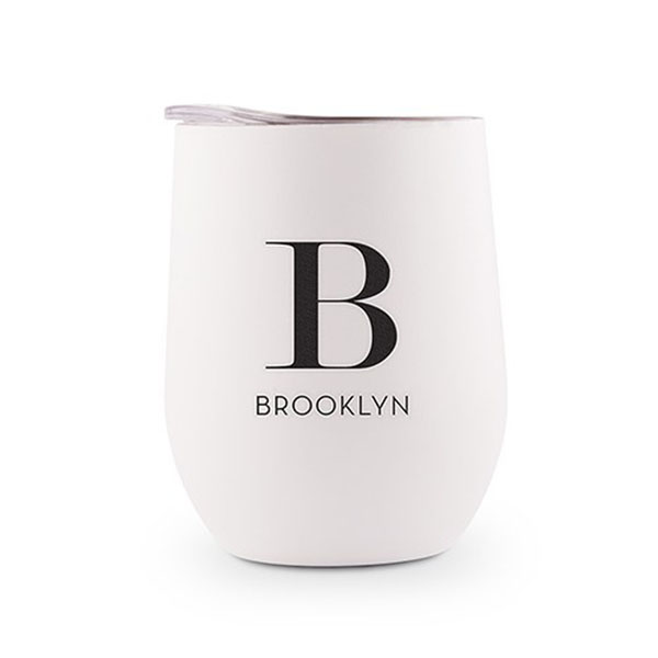 Personalized Stemless Travel Tumbler - Modern Serif Initial Printing