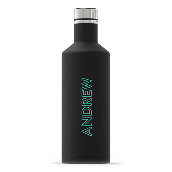 Insulated Water Bottle - Sleek Black - Summer Vibes Vertical Printing
