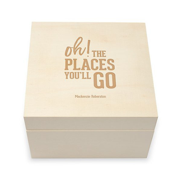 Personalized Wooden Keepsake Gift Box - Oh The Places You’ll Go Etching
