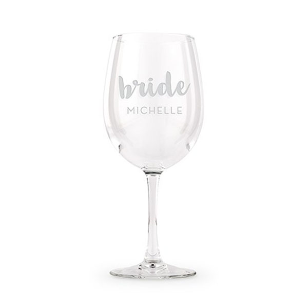 Large Personalized Wine Glass - Bride