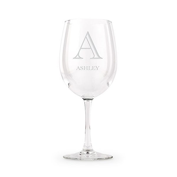 Large Personalized Wine Glass - Classic Monogram