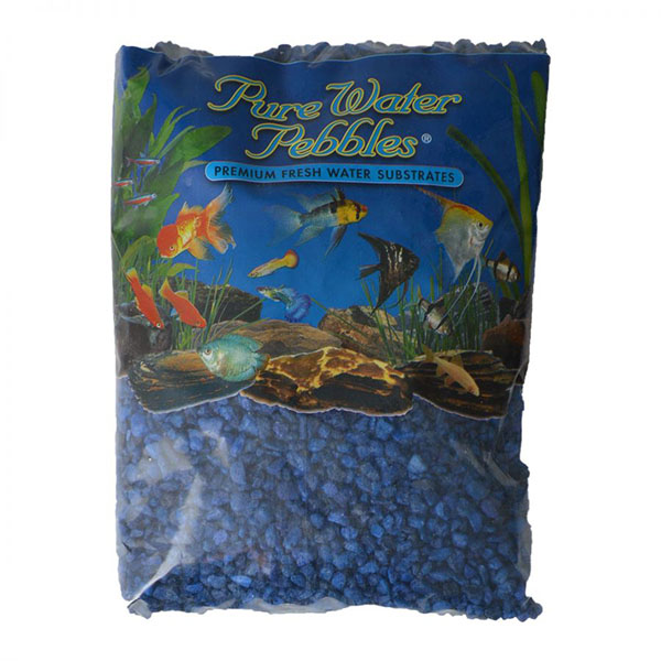 Pure Water Pebbles Aquarium Gravel - Marine Blue - 5 lbs - 3.1-6.3 mm Grain - 2 Pieces