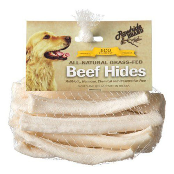 Rawhide Brand Eco Friendly Beef Hide Natural Flat Spiral Rolls - 5 in. Rolls - 12 Pack - 2 Pieces