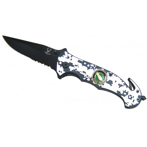 Tactical 4.5 in. Folding Spring Assisted Knife With Belt Clip & Belt Cutter