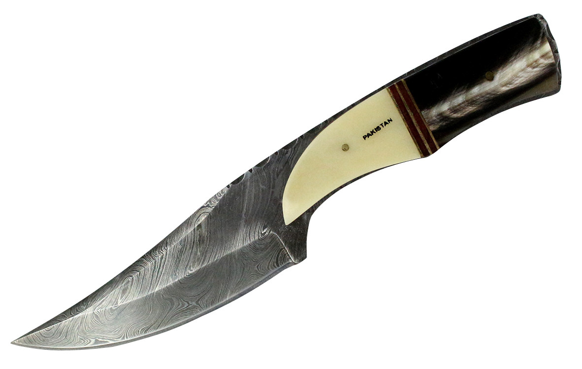 9 in. The Bone Edge Full Tang Damascus Knife with Bone Handle