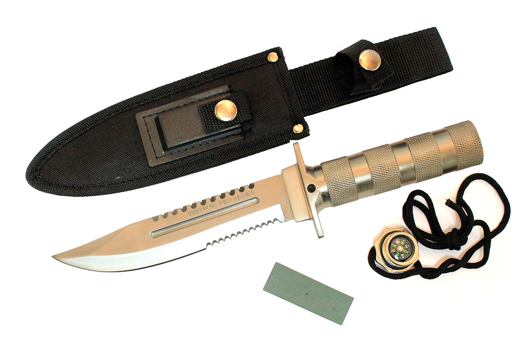 10.5 in. Stainless Steel Blade Survival Knife with Sheath Heavy Duty