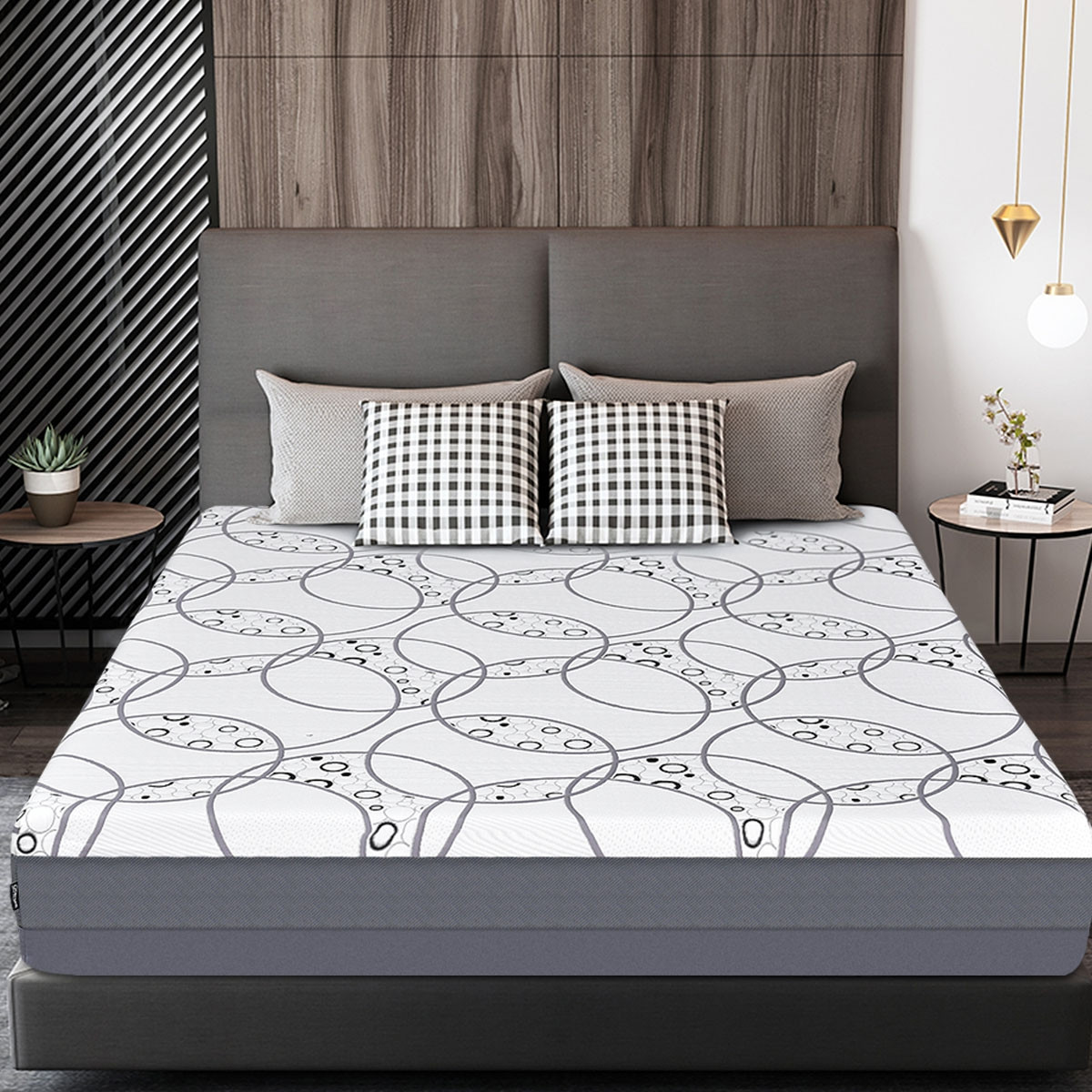 Full Size Steel Bed Frame With Stable Platform And Wooden Slats
