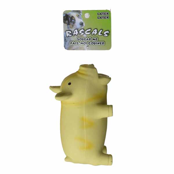 Rascals Latex Grunting Pig Dog Toy - Yellow - 6.25 in. Long - 2 Pieces