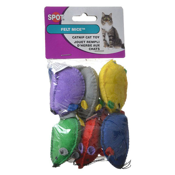 Spot Felt Mice with Catnip Cat Toys - 6 Pack - 4 Pieces