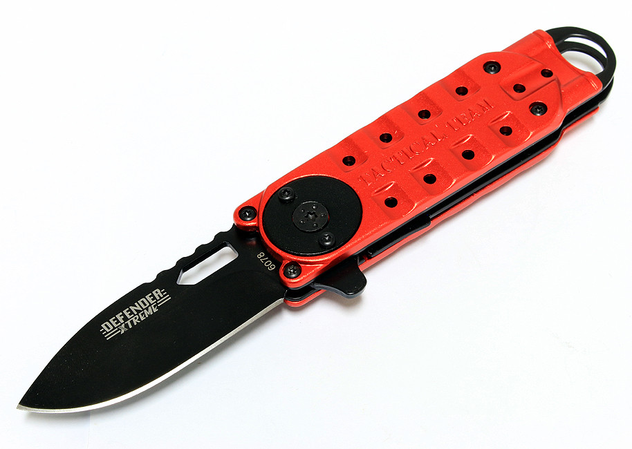 6.5 in. Defender Xtreme Collection Red Folding Spring Assisted Knife with Belt Clip