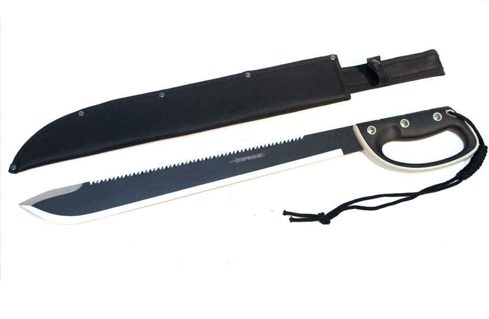 25 in. Black Machete Sword Hard Plastic Handle with Black Sheath