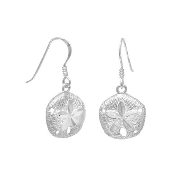 Diamond Cut Sand Dollar French Wire Earrings