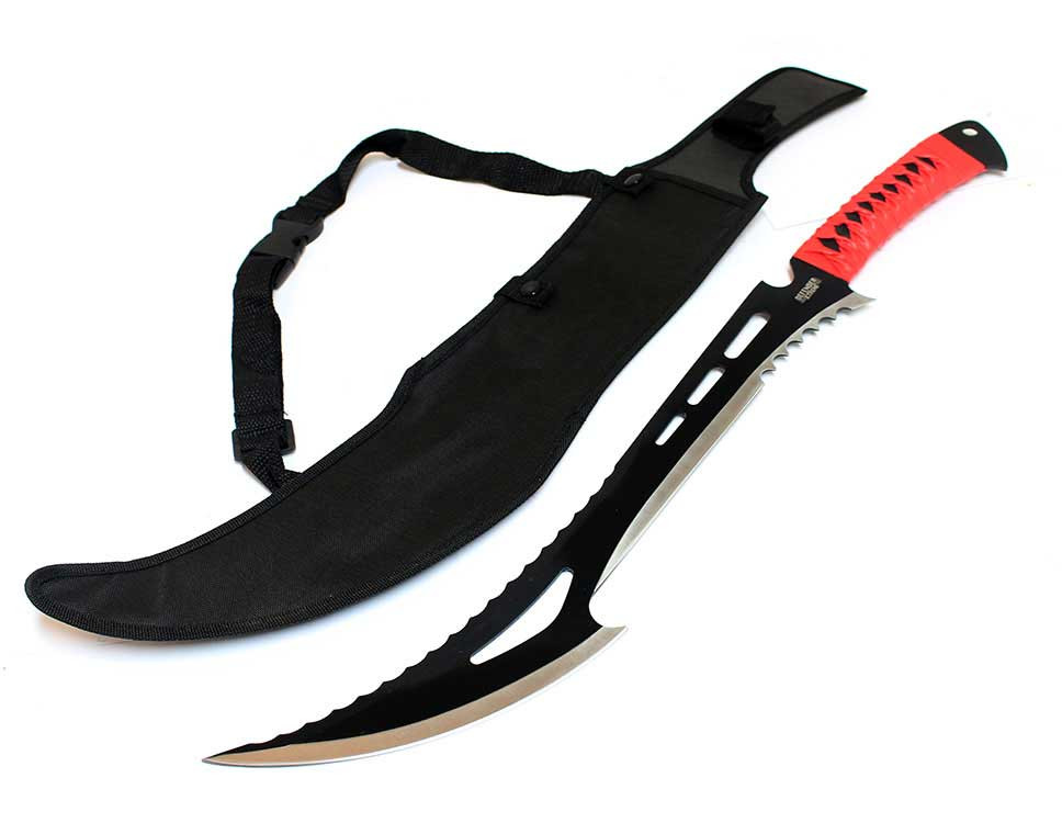 24 in. Full Tang Hunting Sword With Red Handle & Sheath