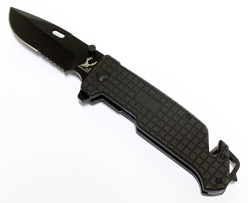 9 in. The Bone Edge Collection Black Folding Spring Assisted Knife Handle with Belt Clip